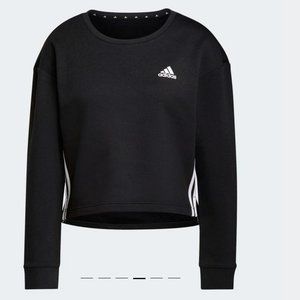 ADIDAS (W)- Primegreen Comfort Fleece Loose Cropped 3-Stripes Sweatshirt - S